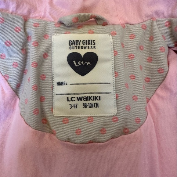 🌟3/$20🌟 LC Waikiki pink and khaki button front cotton coat size 3-4Y. - Picture 3 of 5